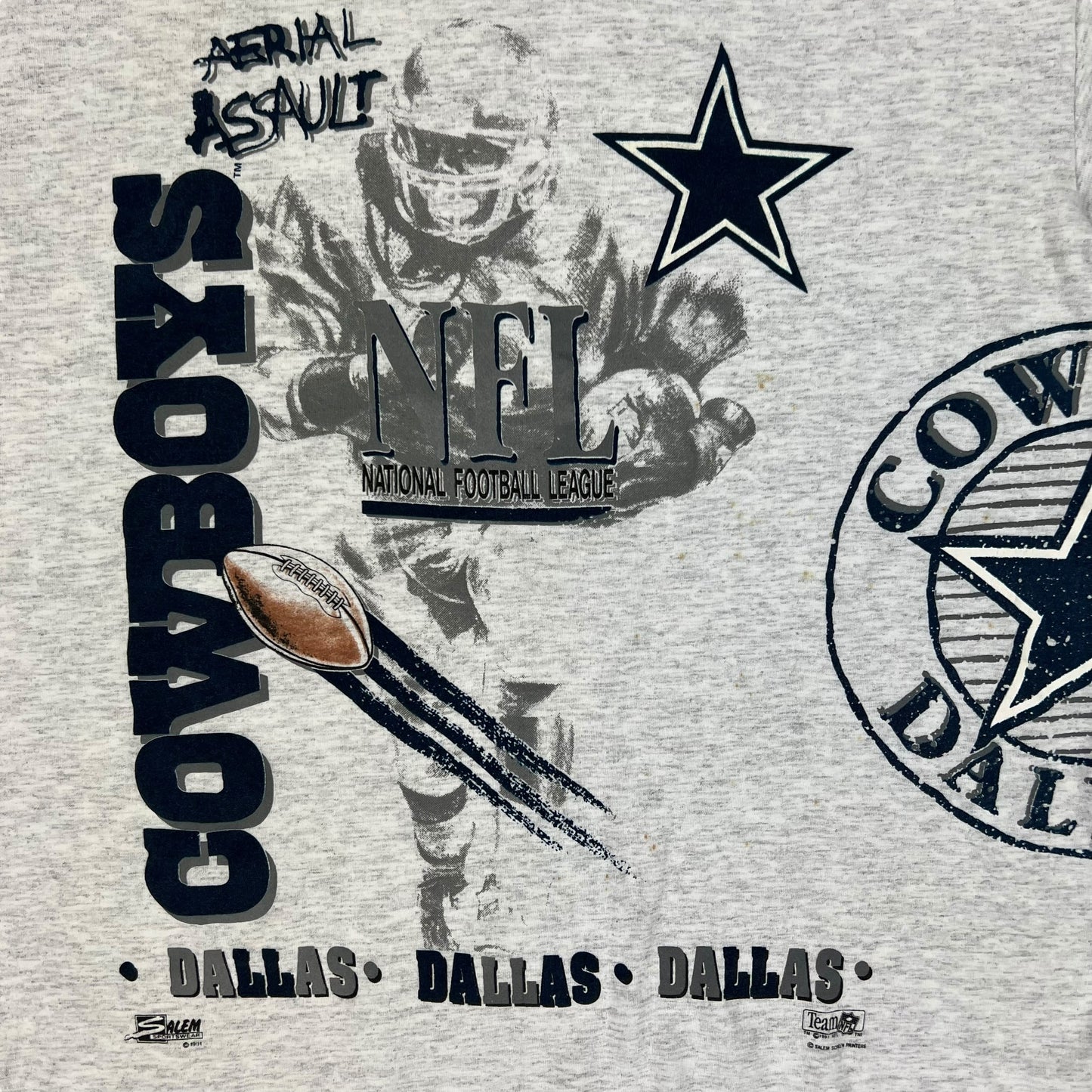 Vintage 1991 Salem Sports Dallas Cowboys aerial assault AOP tee (L)