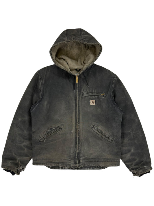 Vintage Y2K Carhartt J141 hooded thrashed jacket (L)