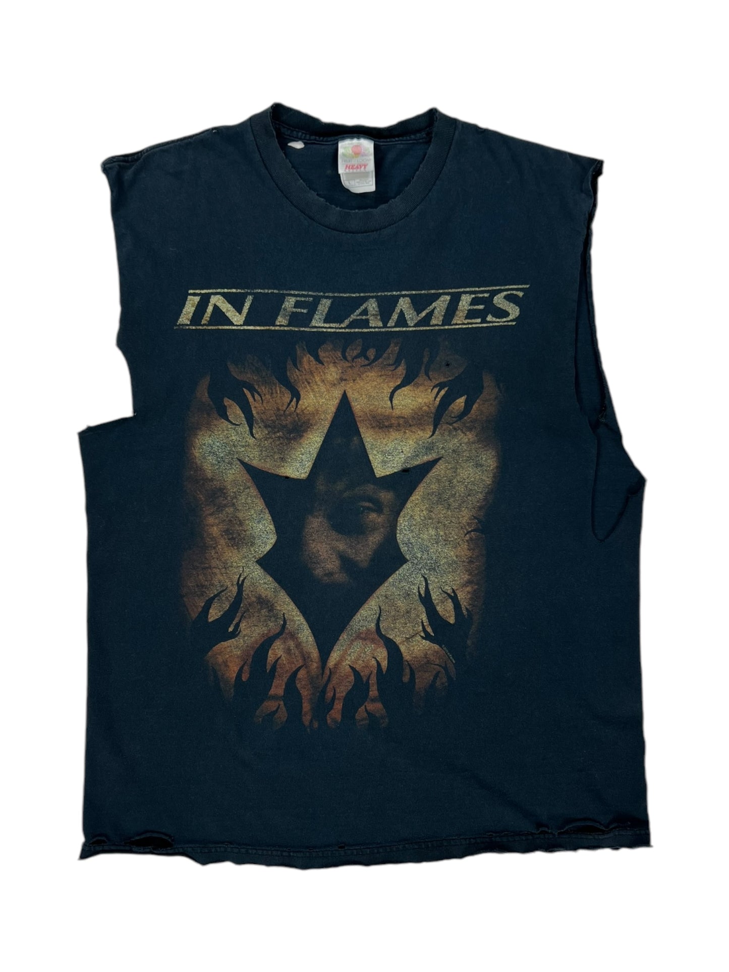 Vintage Y2K In Flames thrashed heavy metal band tank (L)