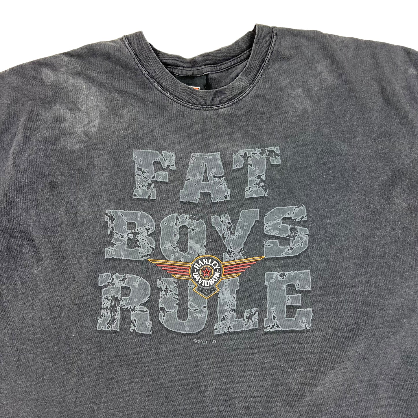 Vintage 2001 Harley Davidson Motorcycles Fat Boys Rule faded tee (XL)