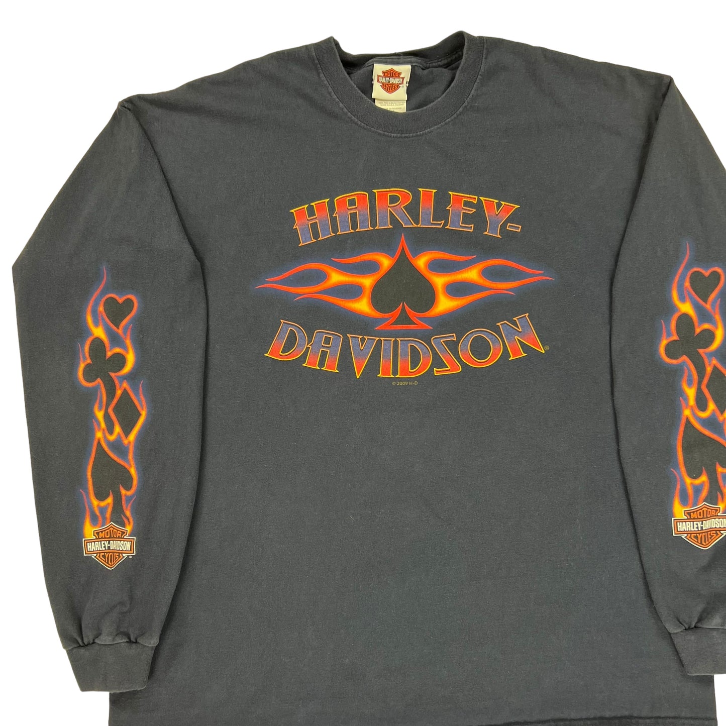 2010 Harley Davidson Motorcycles flames print long sleeve shirt (XL)