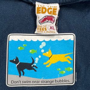 Vintage 2002 PAC SUN Don’t swim near strange bubbles dog cartoon tee (XL)