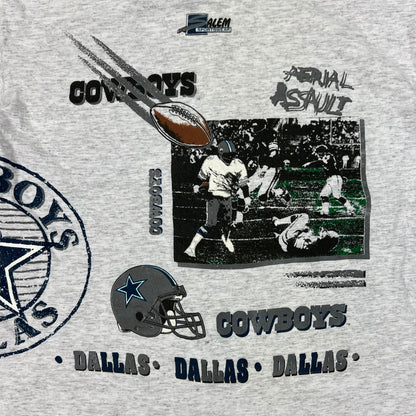 Vintage 1991 Salem Sports Dallas Cowboys aerial assault AOP tee (L)