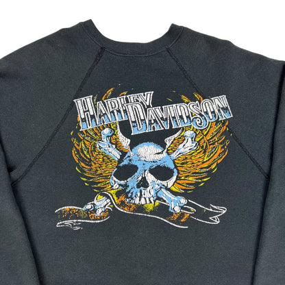 Vintage 80s Harley Davidson Motorcycles skull crewneck (L)