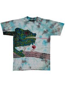Vintage 90s Lizard wrap around print tie dye youth tee (L)