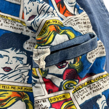 Load image into Gallery viewer, Vintage 80s Comic Strip lined denim jean jacket (XL)