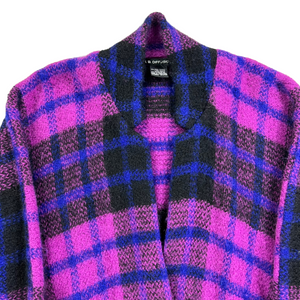 Vintage 90s I.B. Diffusion wool mohair plaid women’s cardigan sweater (M/L)