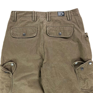 Vintage 2000s Analog cargo pocket olive green shorts w/ stash pocket (32)