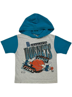 Vintage 90s Charlotte Hornets NBA youth hoodie tee (YM)