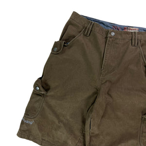 Vintage 2000s Analog cargo pocket olive green shorts w/ stash pocket (32)