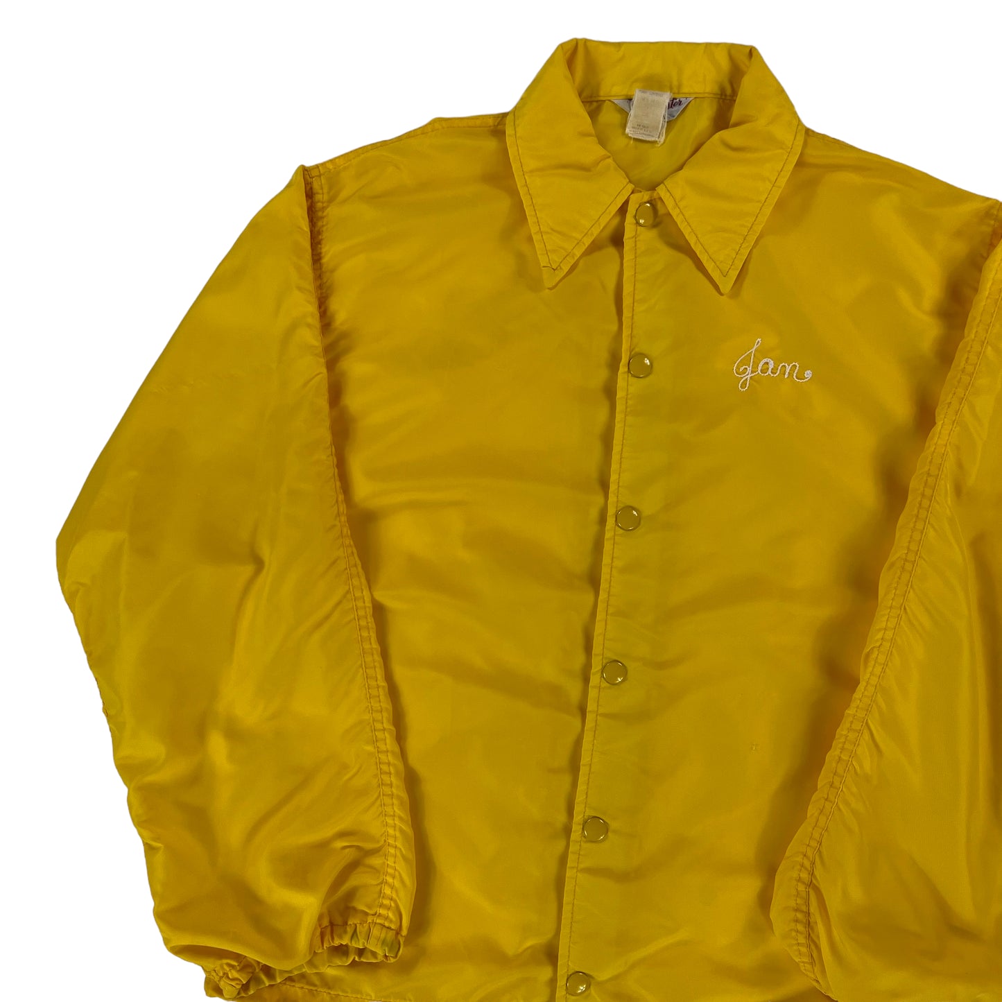 Vintage 70s Swingster Chain stitched “Jan” yellow snap up windbreaker jacket (L)