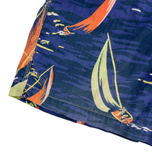 Load image into Gallery viewer, Vintage 2000s Polo Ralph Lauren sail boats all over print AOP faded swim trunks shorts (M/L)