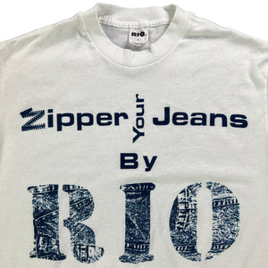 Vintage 80s Zipper your jeans by RIO denim promo tee (L)