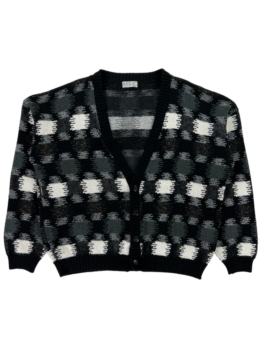 Vintage 90s AREA by TAG geometric acrylic cardigan sweater (XL)