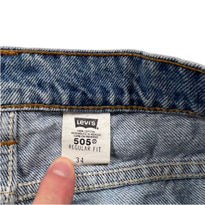 Vintage 90s Levi’s 505 orange tab denim jean shorts (32)