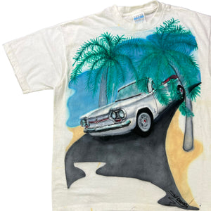 Vintage 90s Hand Painted car auto mobile tee (XL)