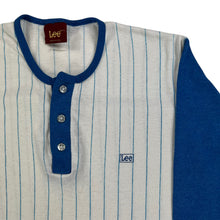 Load image into Gallery viewer, Vintage 70s Lee pin striped 3/4 sleeve Henley tee shirt (S/M)