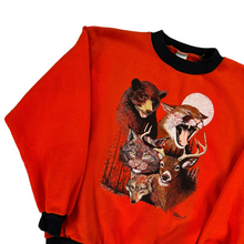 Load image into Gallery viewer, Vintage 90s forest animals nature YOUTH piped crewneck (YL)