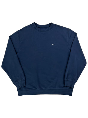 Vintage 2000s Nike mini swoosh navy crewneck (XL)