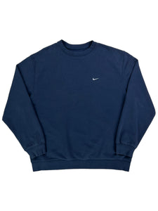 Vintage 2000s Nike mini swoosh navy crewneck (XL)