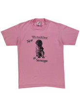 Load image into Gallery viewer, Vintage 80s New Wrinkles at Saratoga pug dog pink pastel tee (S)