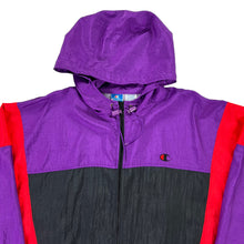 Load image into Gallery viewer, Vintage 90s Champion multi color block hooded wind breaker (XL)