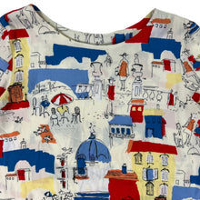 Load image into Gallery viewer, Vintage 80s City scene all over print women’s rayon blouse shirt (XL)