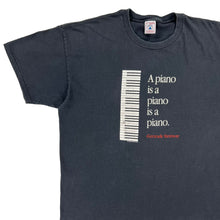 Load image into Gallery viewer, Vintage 90s “A piano is a piano is a piano.” - Gertrude Steinway quote music tee (XL)