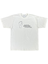 Load image into Gallery viewer, Vintage 2004 nuff’s head The trouble with political jokes is they get elected. text tee