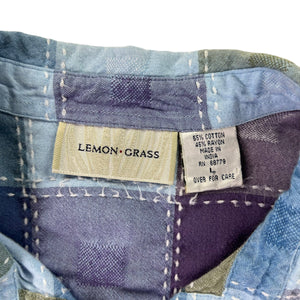 Vintage 2000s Lemon Grass plaid women’s button up shirt (L)