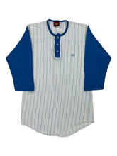 Load image into Gallery viewer, Vintage 70s Lee pin striped 3/4 sleeve Henley tee shirt (S/M)