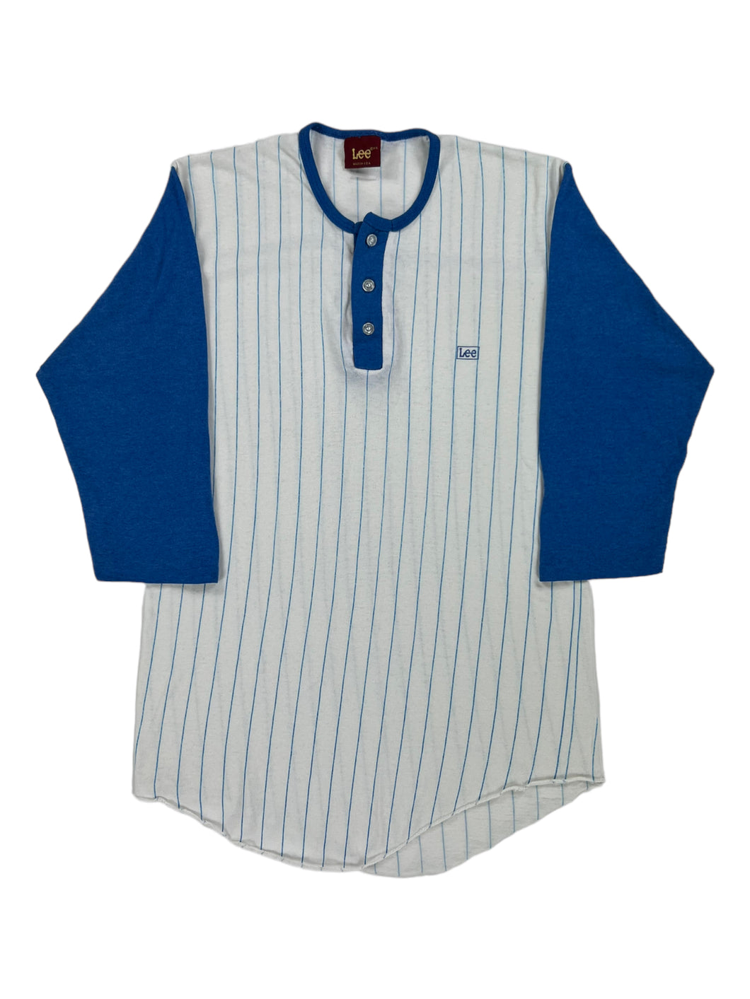 Vintage 70s Lee pin striped 3/4 sleeve Henley tee shirt (S/M)