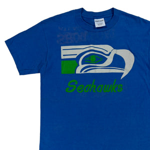 Vintage 80s Seattle Seahawks old logo faded NFL tee (M/L)