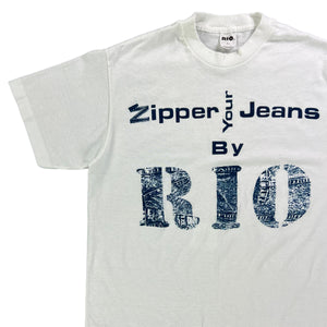 Vintage 80s Zipper your jeans by RIO denim promo tee (L)