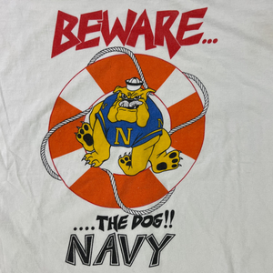 Vintage 2000s Beware the dog NAVY graphic tee (M)