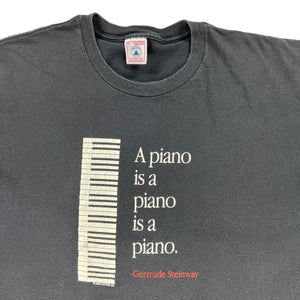 Vintage 90s “A piano is a piano is a piano.” - Gertrude Steinway quote music tee (XL)