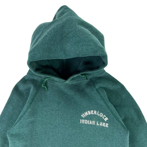 Vintage 80s Champion Timberlock Indian Lake faded green YOUTH hoodie (YL)
