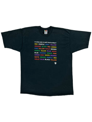 Vintage 90s Mindware In what color is each word written? colors text art tee (XL)