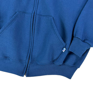 Vintage 90s Russell Athletic full zip up navy blank hoodie sweatshirt (XL)