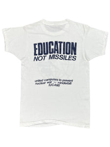 Vintage 80s Imagine Peace anti war Education Not Missiles tee (M)