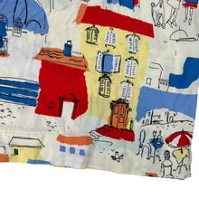 Load image into Gallery viewer, Vintage 80s City scene all over print women’s rayon blouse shirt (XL)