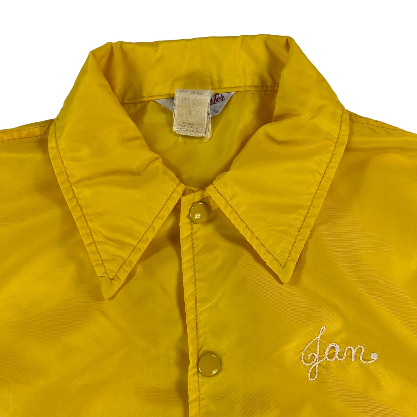 Vintage 70s Swingster Chain stitched “Jan” yellow snap up windbreaker jacket (L)