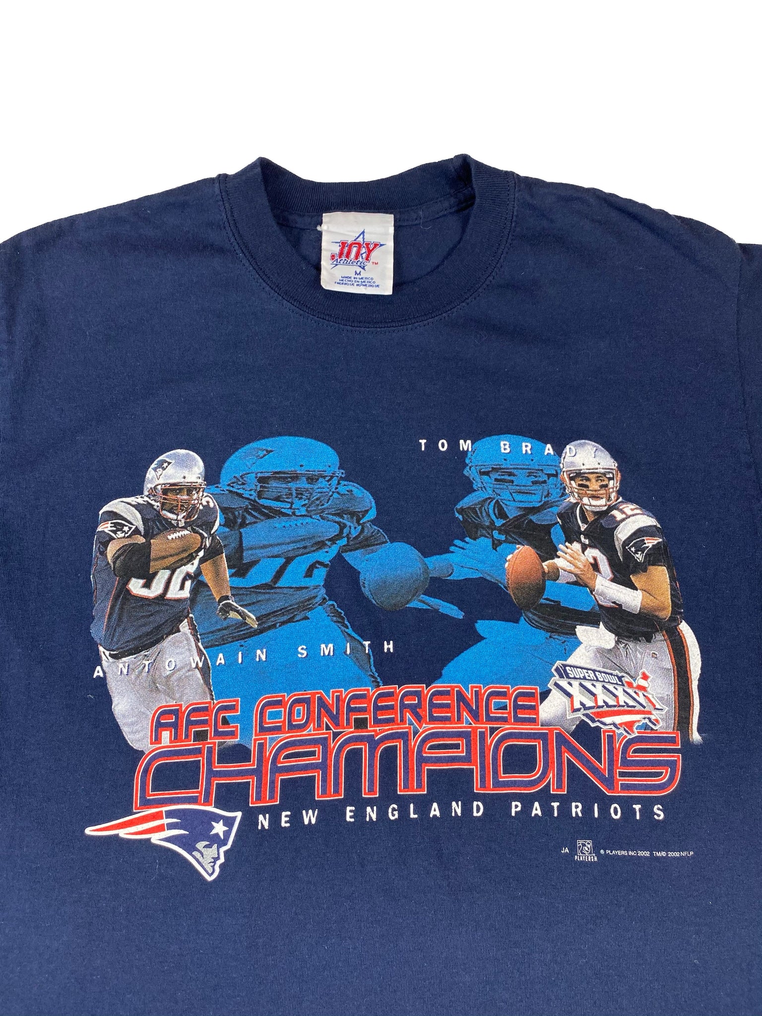 Vintage AFC Superbowl New England Patriots 2002 Graphic Blue T