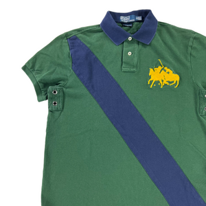 Vintage polo Ralph Lauren double horse stripe polo shirt (M)