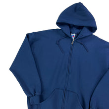 Load image into Gallery viewer, Vintage 90s Russell Athletic full zip up navy blank hoodie sweatshirt (XL)