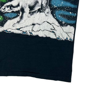 Vintage 80s Polar Bear Northern Lights Sitka, Alaska wrap around all over print tee (M)