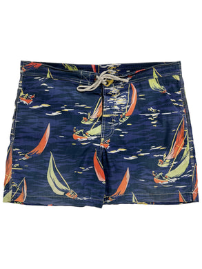 Vintage 2000s Polo Ralph Lauren sail boats all over print AOP faded swim trunks shorts (M/L)