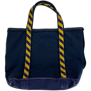 Vintage 90s L.L. Bean boat & tote navy yellow USA made tote bag