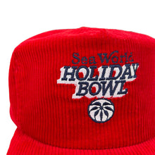 Load image into Gallery viewer, Vintage 90s DeLong Sea world Holiday Bowl NCAA college football corduroy SnapBack