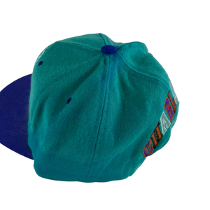 Vintage 90s Charlotte Hornets AJD wool faded two tone back spell out wool SnapBack